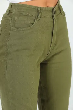 Kadın Mom Jeans Pantolon Haki