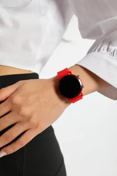 Kadın Silikon Kordonlu Dijital Kol Saati Kırmızı