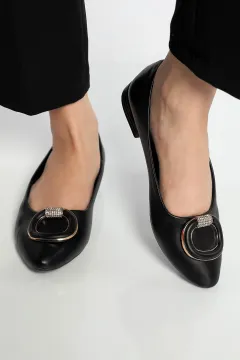 Kadın Tokalı Babet Ayakkabı Siyah