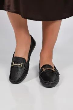Kadın Tokalı Günlük Babet Ayakkabı Siyah