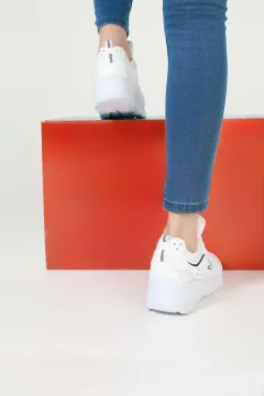 Kadın Yüksek Taban Günlük Spor Ayakkabı Beyazsiyah
