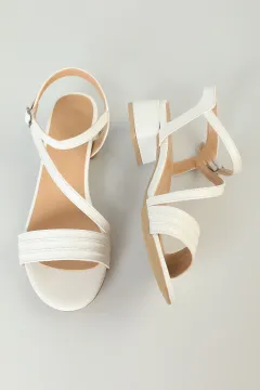 Kadın Topuklu Sandalet Beyaz
