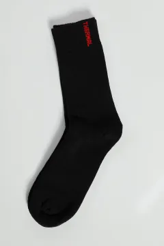 Kalın Kışlık Düz Renk Erkek Termal Çorap Siyah