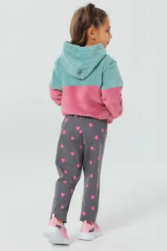 Kalp Desenli Kız Çocuk Pijama Altı Füme