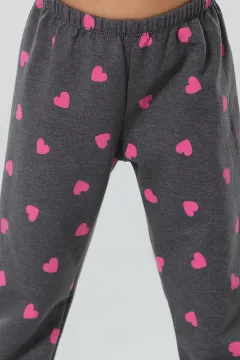 Kalp Desenli Kız Çocuk Pijama Altı Füme