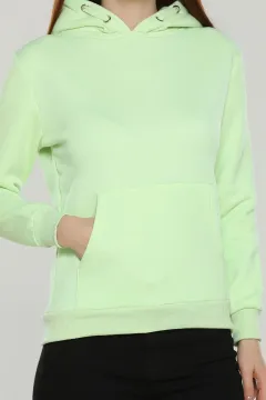 Kapüşonlu Iç Şardonlu Sweatshirt Fıstık Yeşili