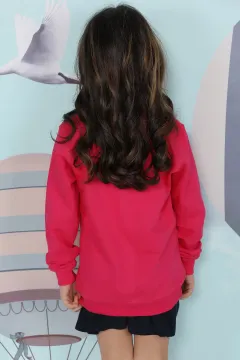 Kız Çocuk Baskılı Sweatshirt Fuşya