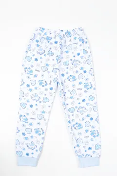 Kız Çocuk Bel Ve Paça Lastikli Desenli Alt Pijama Mavi