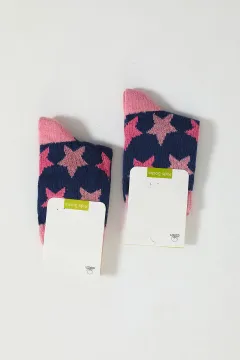 Kız Çocuk Desenli İkili Soket Çorap Lacivert