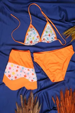 Kız Çocuk Etekli Bikini Takım Neon Orange