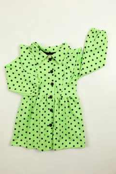 Kız Çocuk Puantiyeli Elbise Yeşil