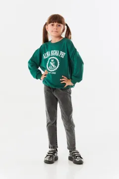 Kız Çocuk Salaş Sweatshirt Yeşil