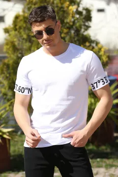Kol Yazılı Erkek T-shirt Beyaz