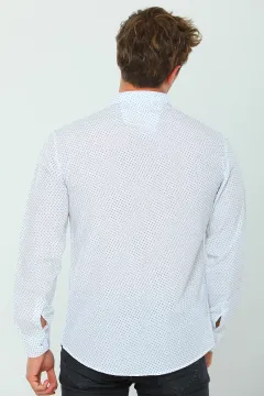 Erkek Uzun Kollu Desenli Gömlek Krem