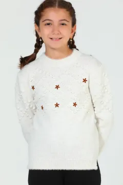Kız Çocuk Triko Kazak Krem
