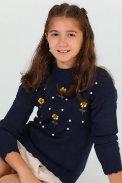 Kız Çocuk Triko Kazak Lacivert