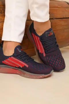 Erkek Lafonten Şeffaf Taban Triko Mevsimlik Günlük Spor Ayakkabı Lacikırmızı