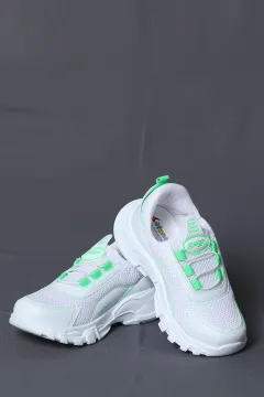 Lastik Bağcıklı Çocuk Spor Ayakkabı Beyazyeşil