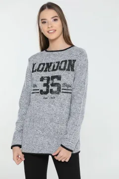 London Baskılı Sweatshirt Gri