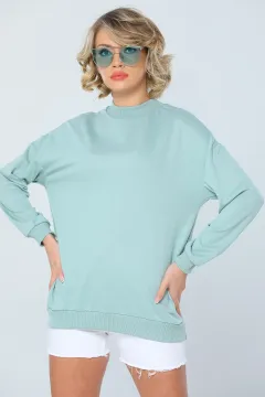 Kadın Yarım Balıkçı Salaş Sweatshirt Mint