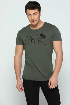 Mr Baskılı Sevgili Kombin Erkek T-shirt Haki