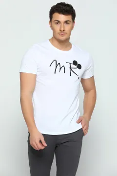 Mr Baskılı Sevgili Kombin Erkek T-shirt Beyaz