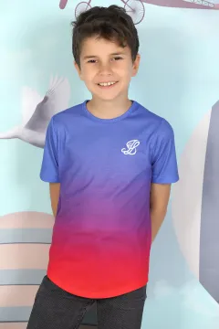 Nakışlı Erkek Çocuk T-shirt İndigo