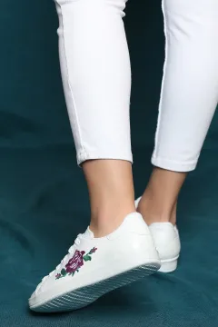 Nakışlı Kadın Spor Ayakkabı Beyazmor