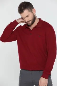 Polo Yaka Erkek Sweatshirt Bordo