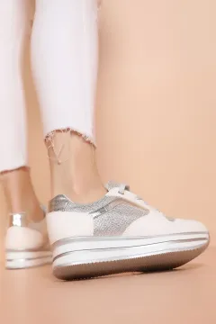 Yüksek Taban Bayan Spor Ayakkabı Beyaz