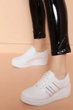Yüksek Taban Bayan Spor Ayakkabı Beyaz