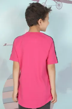 Omuz Şeritli Erkek Çocuk T-shirt Fuşya