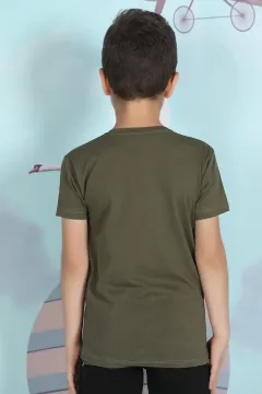 Ön Baskılı Erkek Çocuk T-shirt Haki