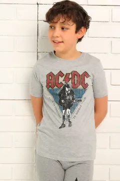 Erkek Çocuk Ön Baskılı T-shirt Gri