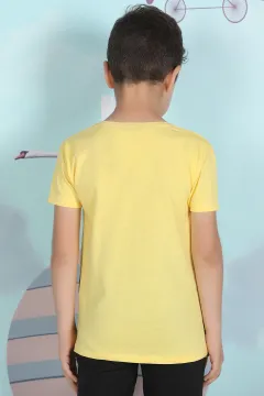 Ön Baskılı Erkek Çocuk T-shirt Sarı