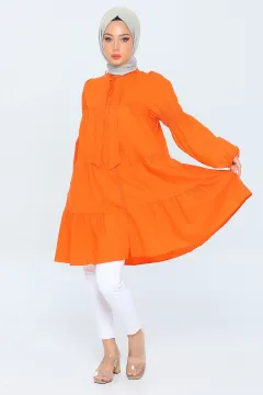 Kadın Modest Tesettür Gömlek Tunik Orange