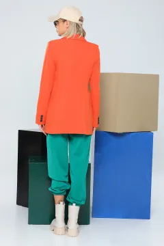 Kruvaze Yaka İç Astarlı Blazer Kadın Ceket Orange