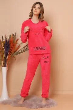 Peluş Pijama Takım Fuşya