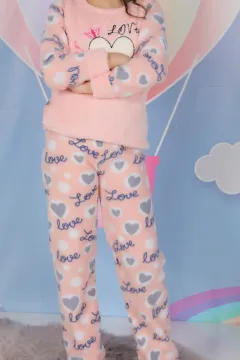 Polar Kız Çocuk Pijama Takımı Somon Fujya