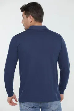 Polo Yaka Armalı Sweat-shirt İndigo