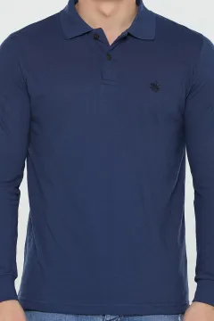 Polo Yaka Armalı Sweat-shirt İndigo