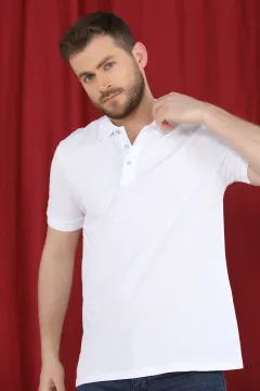 Polo Yaka Erkek T-shirt Beyaz