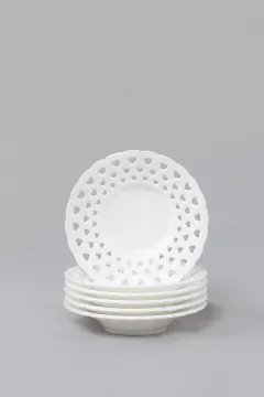 Porselen Görünümlü 6 Lı Plastik Çay Tabağı Beyaz