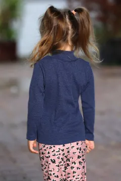 Pul Detaylı Kız Çocuk Sweatshirt İndigo