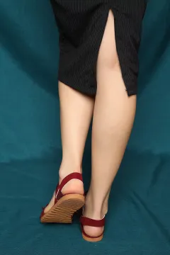 Püsküllü Kadın Sandalet Bordo