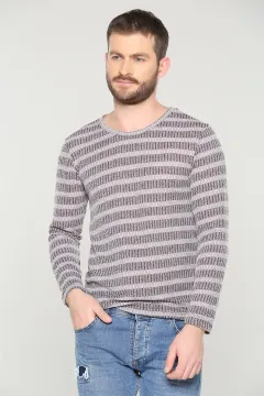 Renk Bloklu Erkek Sweatshirt Bordo