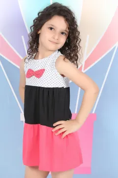 Renk Bloklu Kız Çocuk Elbise Grinarçiçeği