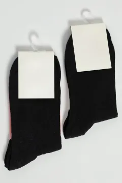 Renkli Baskılı Kadın Uzun İkili Çorap Beyazpembe