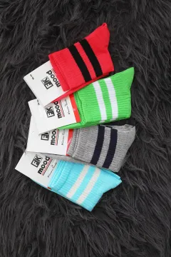 Fk Mood Kadın Çizgili Renkli 4 Lü Kolej Çorap ( 36-40 Numara Uyumludur) Renkli