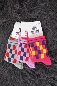 Fk Mood Kadın Renkli 3 Lü Kolej Çorap ( 36-40 Numara Uyumludur) Renkli